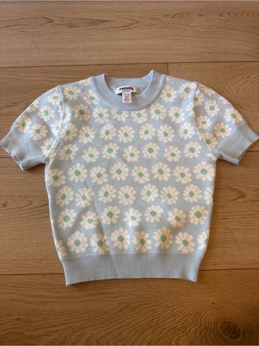 RSQ Light Blue Floral Knit Tee